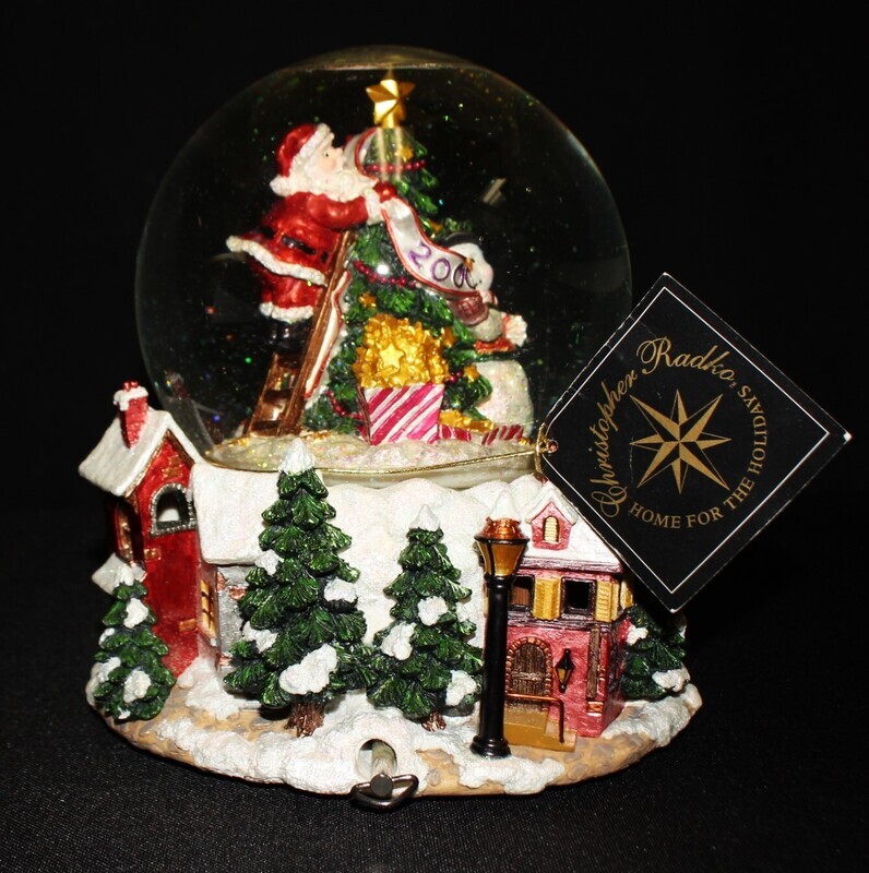 Christopher Radko Christmas 2000 Deck the Halls Musical Revolving Snow Globe