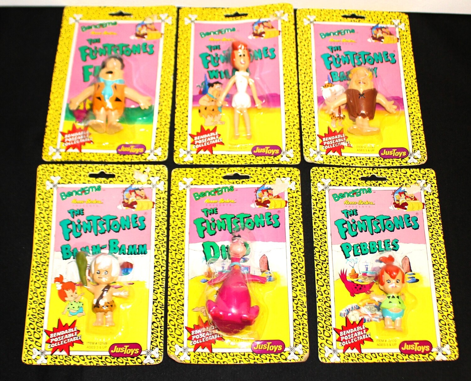 Lot of 6 Flintstones Bend-Ems Hanna Barbera Figurines Fred/Wilma/Dino and 3 More