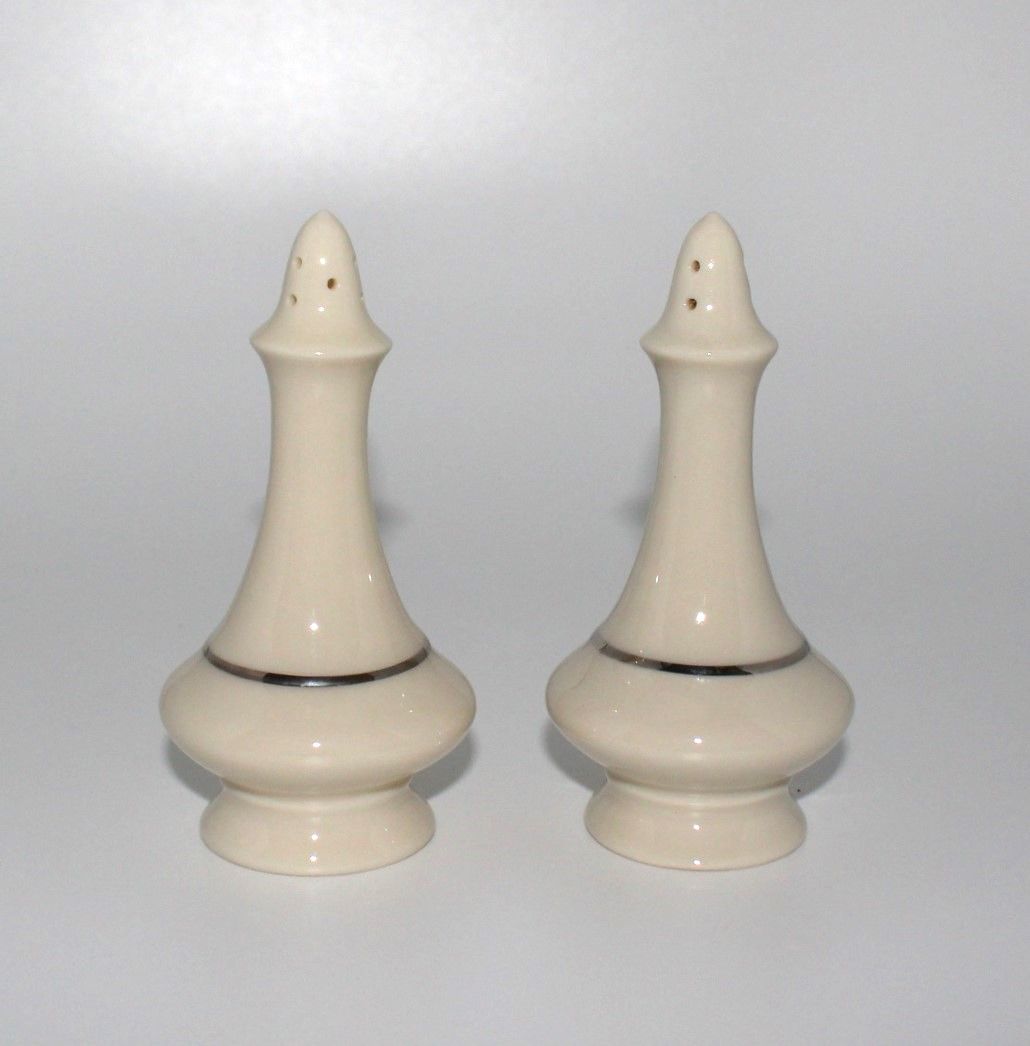 Lenox Regency Collection Platinum Trim 4” Salt &amp; Pepper Shaker Set with Stoppers