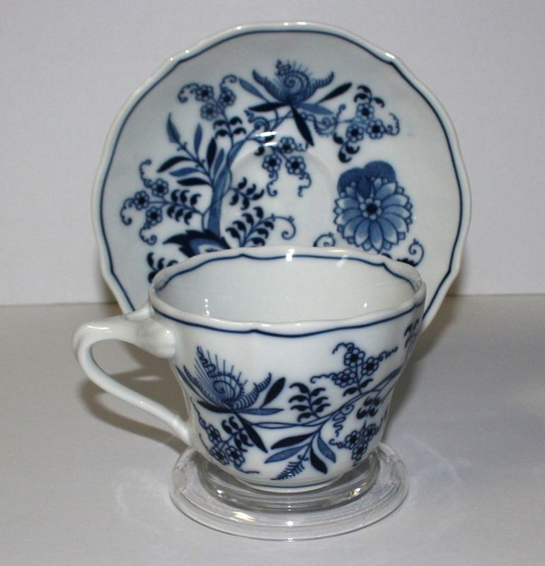 Blue Danube Onion 2-Piece Cup and Saucer Set, Japan (Ribbon Banner Backstamp)