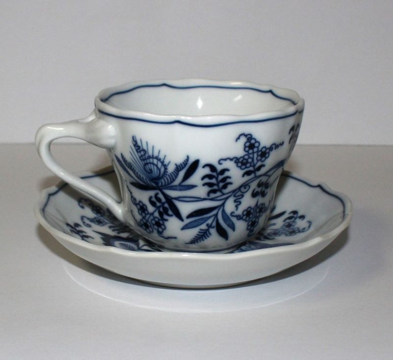 Blue Danube Onion 2-Piece Cup and Saucer Set, Japan (Ribbon Banner Backstamp)