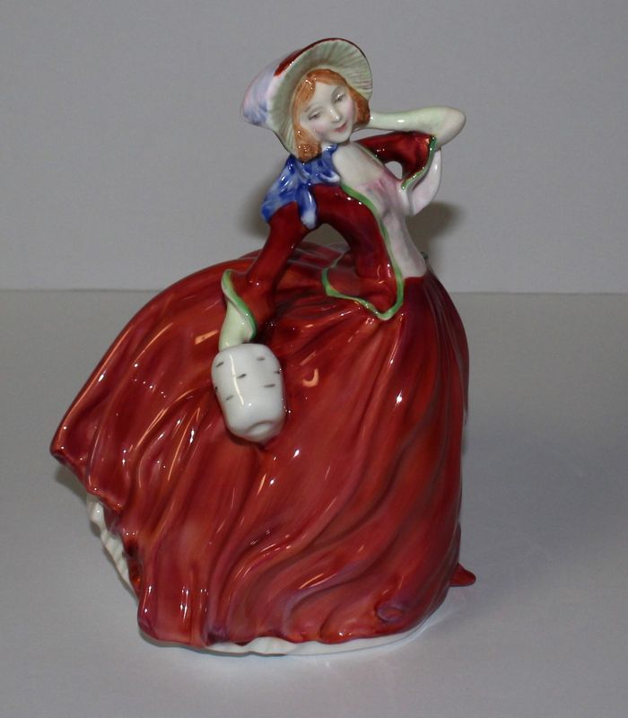 Royal Doulton Autumn Breezes 7.5” Victorian Lady in Red Dress Figurine HN 1934