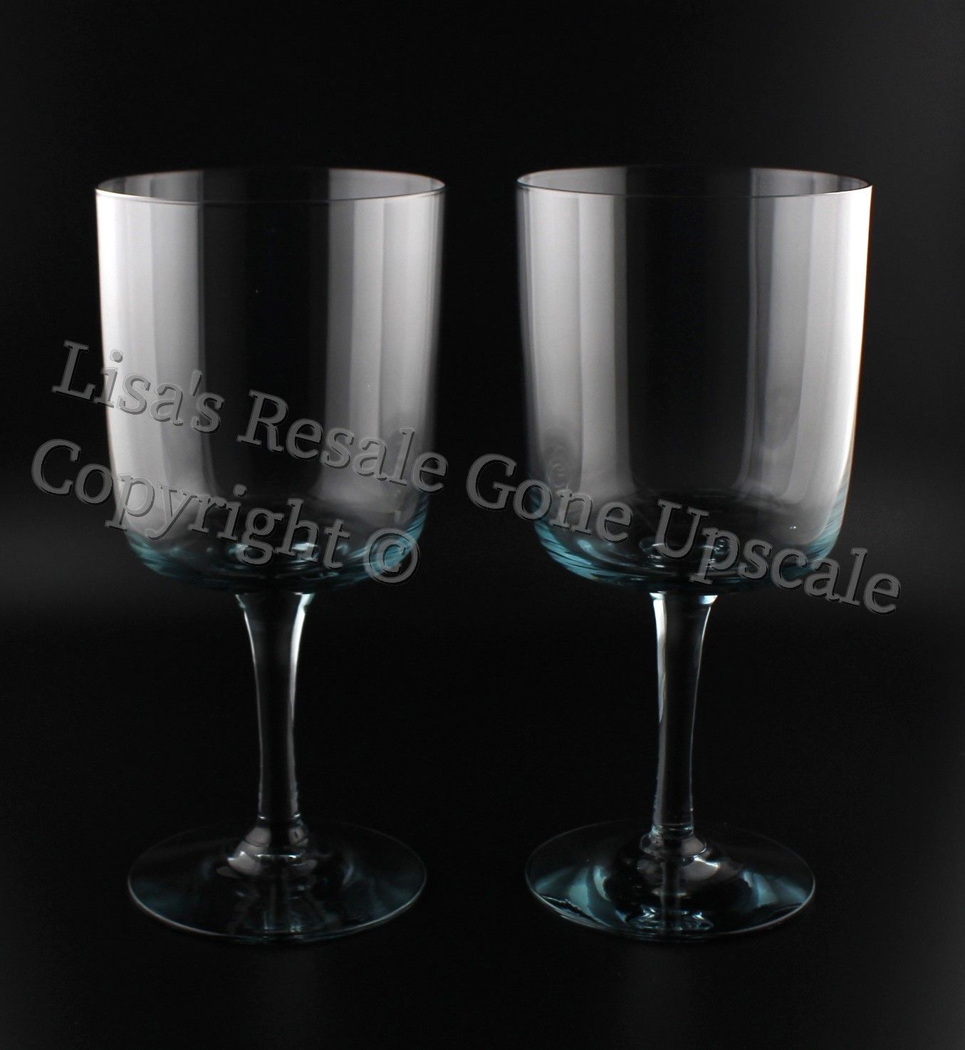 Set of 2 Kosta Boda King Karl Twilight Blue 6 3/4” Water Goblets, Made in Sweden