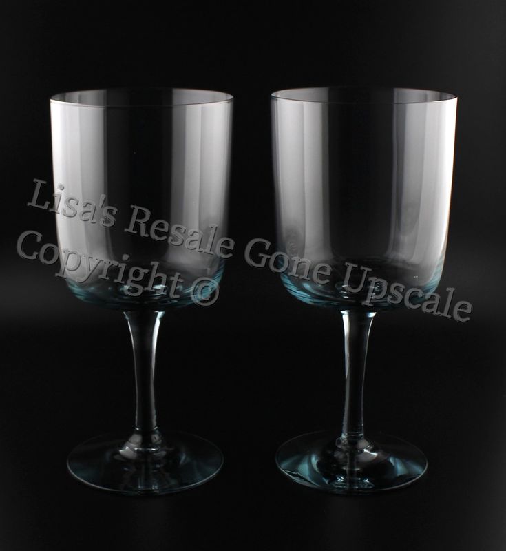 Set of 2 Kosta Boda King Karl Twilight Blue 6 3/4” Water Goblets, Made in Sweden