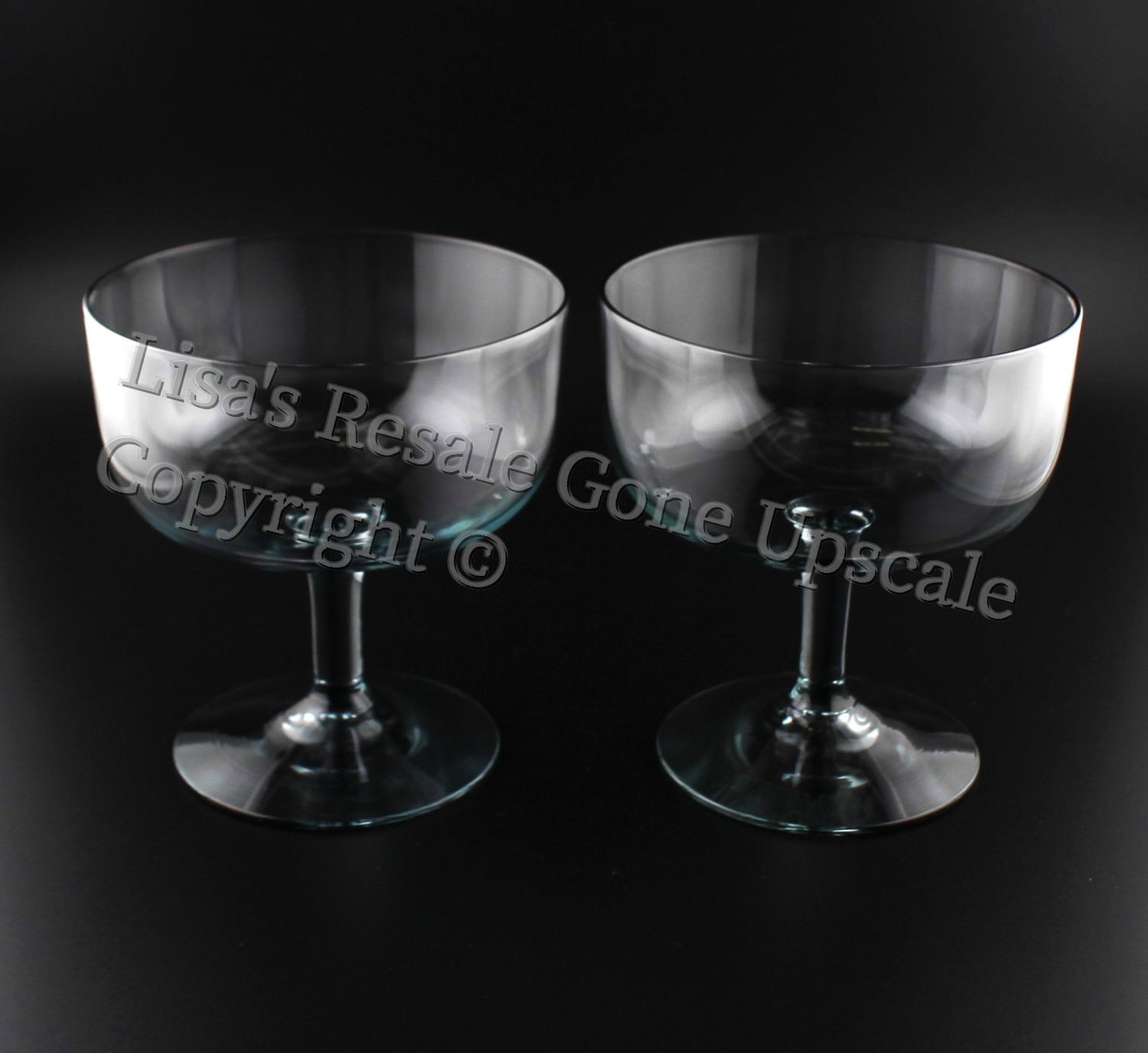 Set of 2 Kosta Boda King Karl Twilight Blue 3 7/8” Champagne / Sherbet Glasses