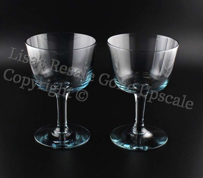 Set of 2 Kosta Boda King Karl Twilight Blue 3 7/8” Sherry / Port Glasses, Sweden