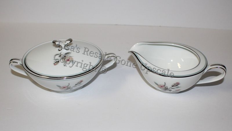 Noritake Margot 3-Piece Creamer and Sugar Bowl with Lid 5605, Japan