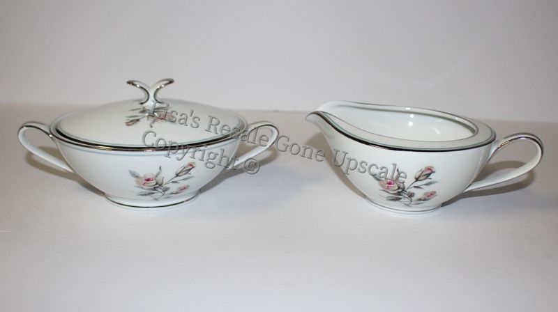 Noritake Margot 3-Piece Creamer and Sugar Bowl with Lid 5605, Japan
