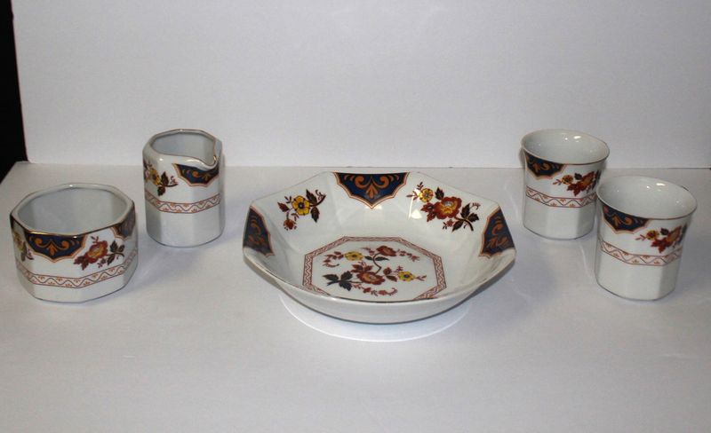 Mikasa Far East (5-Pieces) Vegetable Bowl, 2 Cups, Creamer &amp; Sugar Bowl, L6104