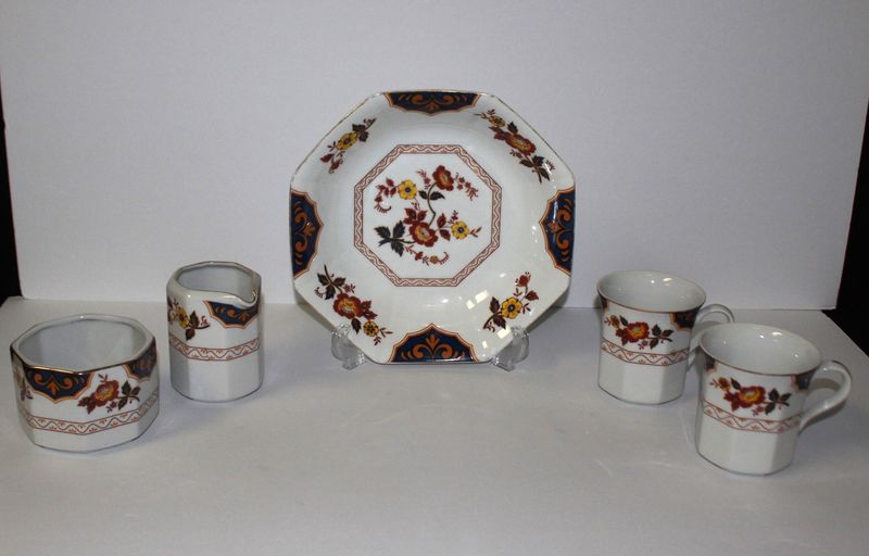 Mikasa Far East (5-Pieces) Vegetable Bowl, 2 Cups, Creamer &amp; Sugar Bowl, L6104