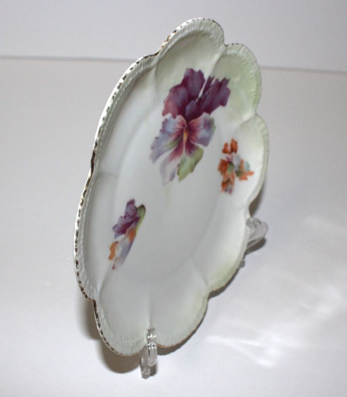 RS Prussia Scalloped Edged 6” Purple Lavender Floral Plate, Green Mark
