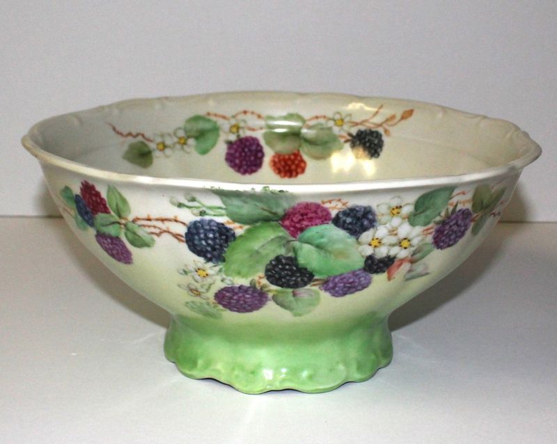Bareuther Waldsassen Bavaria Hand Painted 10” Footed Centerpiece Bowl, Signed
