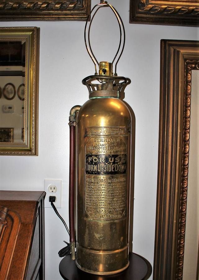 Miller Peerless Chicago No. 3B Copper Fire Extinguisher 35&quot; Table Lamp