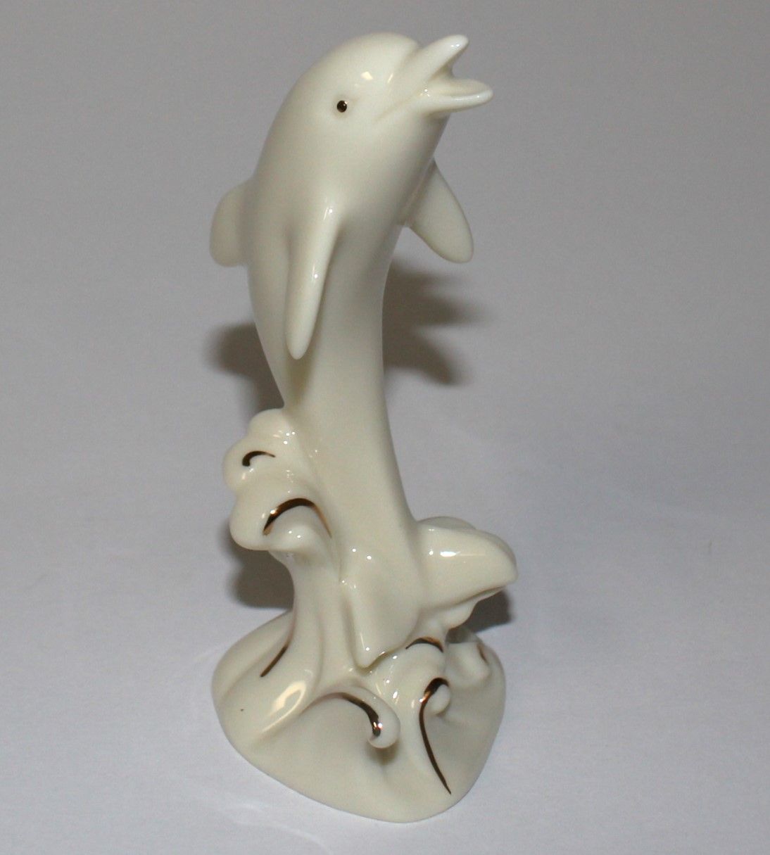 Lenox Classic Ivory Collection 4&quot; Sea Prancer Dolphin Figurine with Gold Accents
