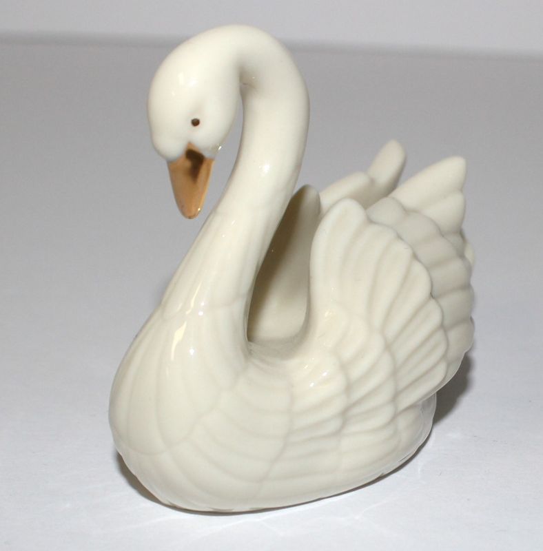 Lenox Classic Ivory Collection 3&quot; Swan Figurine with Gold Accents