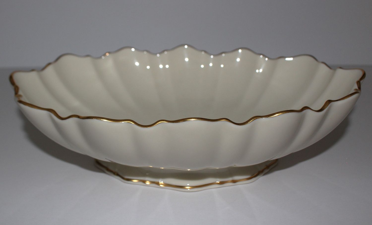 Lenox Symphony Sculptured Centerpiece Footed Bowl with Gold Trim