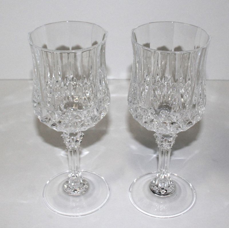 Set of 2 Cristal D’Arques-Durand Longchamp 7.25” Water / Wine Goblets