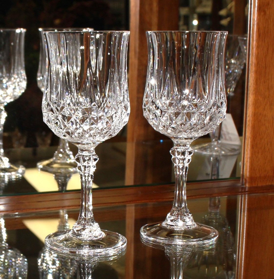 Set of 2 Cristal D’Arques-Durand Longchamp 7.25” Water / Wine Goblets