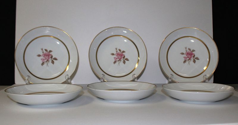 Set of 6 STYLE HOUSE Rosemont Fine China 7 5/8" Coupe Soup Cereal Bowls, Japan