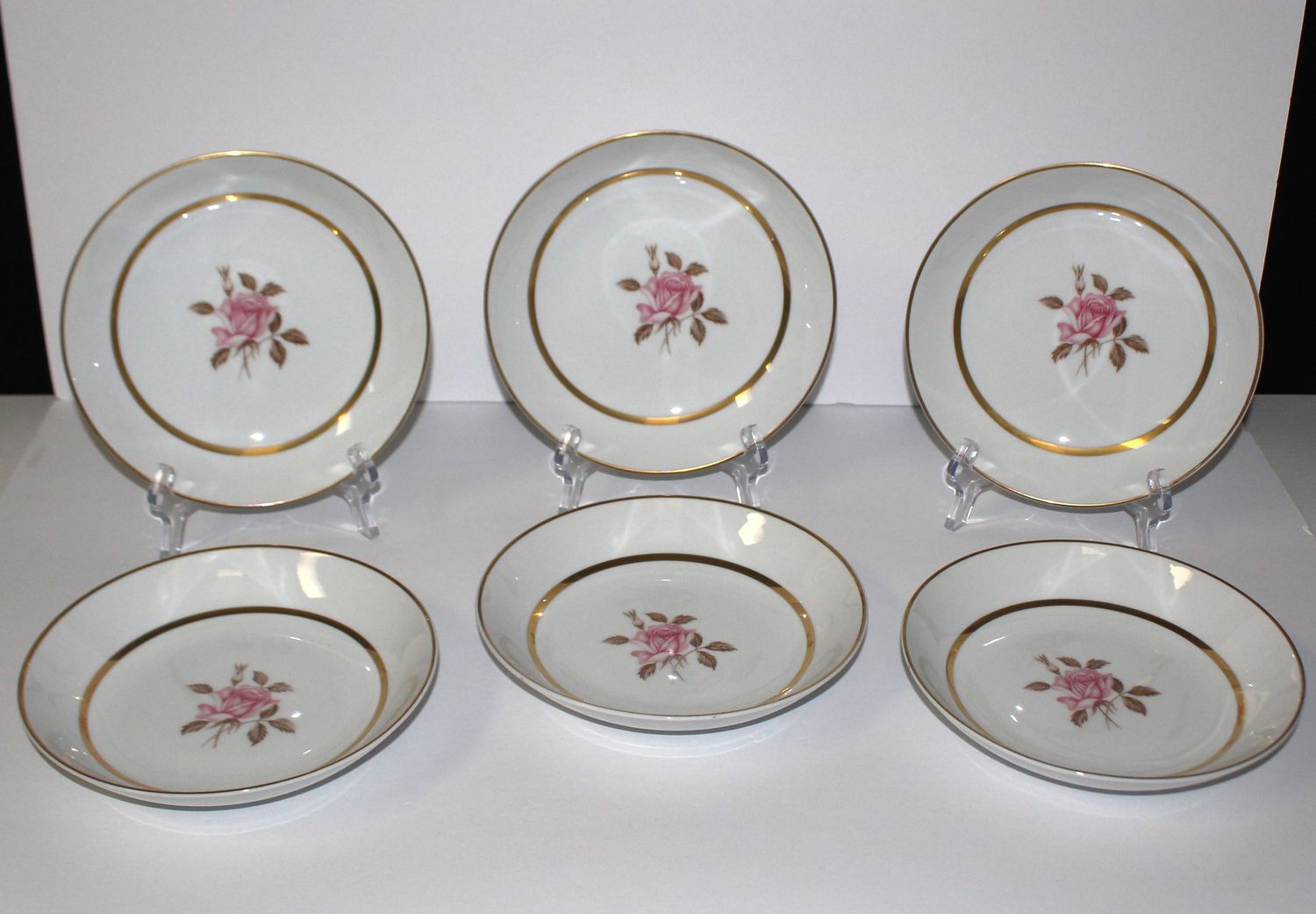 Set of 6 STYLE HOUSE Rosemont Fine China 7 5/8&quot; Coupe Soup Cereal Bowls, Japan