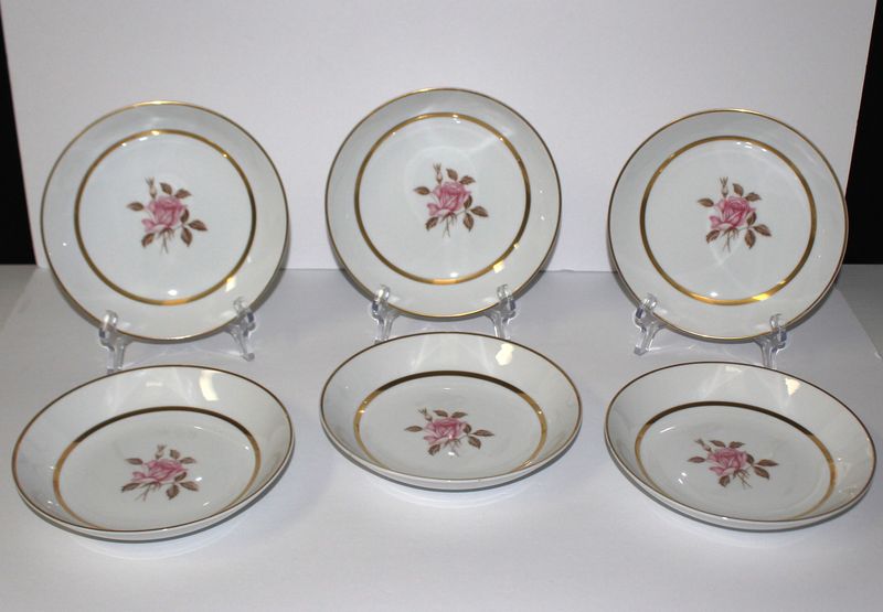 Set of 6 STYLE HOUSE Rosemont Fine China 7 5/8&quot; Coupe Soup Cereal Bowls, Japan