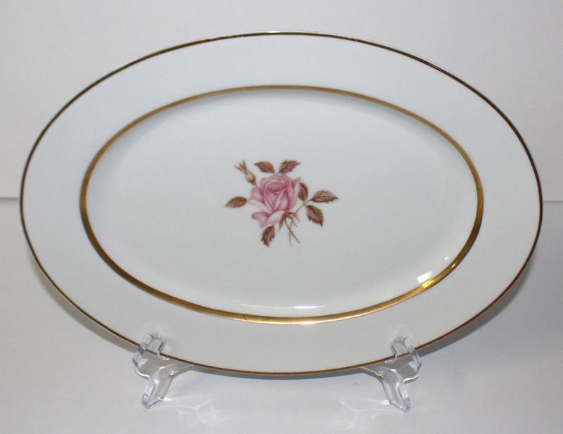 STYLE HOUSE Rosemont Fine China Pink Rose 12&quot; Oval Serving Platter, Japan