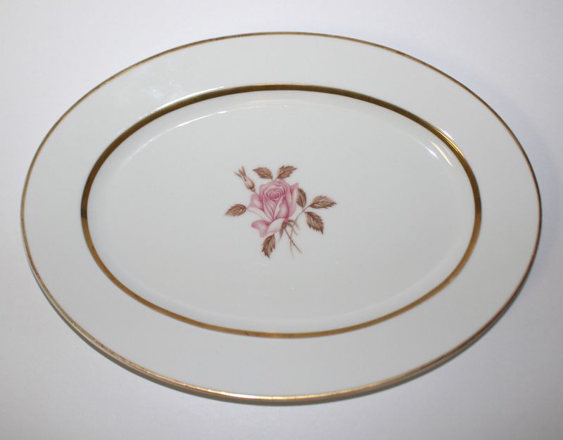 STYLE HOUSE Rosemont Fine China Pink Rose 12" Oval Serving Platter, Japan