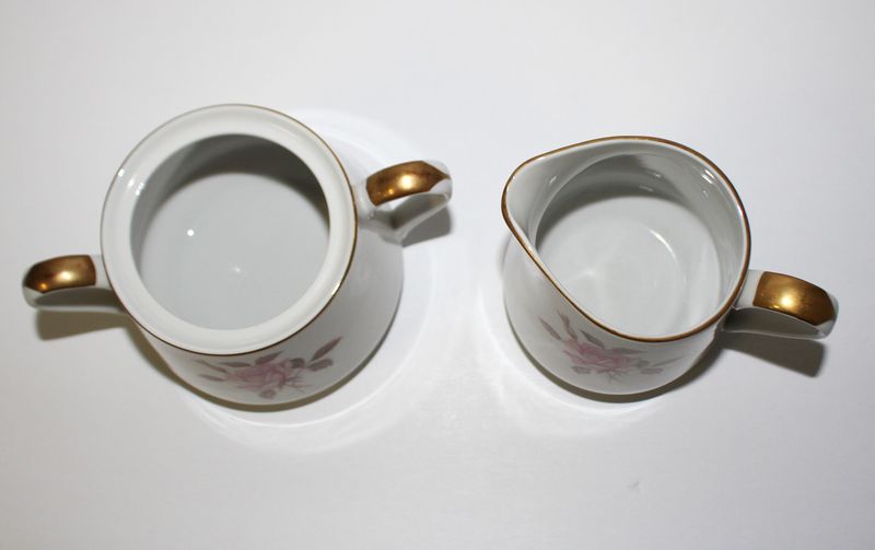 STYLE HOUSE Rosemont Fine China Pink Rose Creamer &amp; Sugar Set (No Lid) Japan
