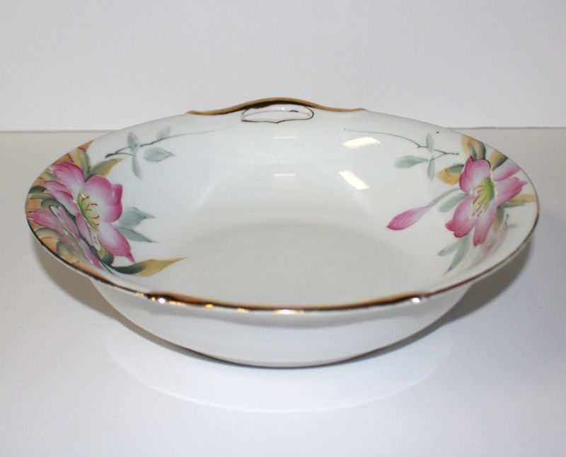 Noritake Azalea Pink Floral 10" Round Vegetable Bowl with Handles, 19322