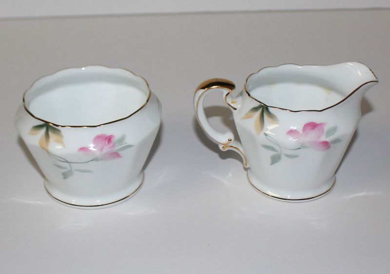Noritake Azalea Pink Floral Individual Creamer &amp; Sugar Open Bowl, 19322 / 252622