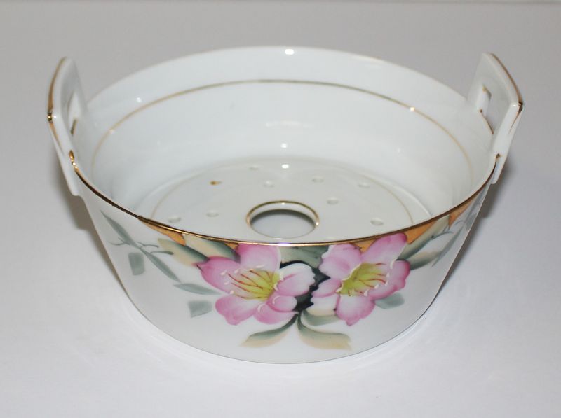 Noritake Azalea Pink Floral 2-Piece Butter Tub Dish Bowl with Drain Insert 19322