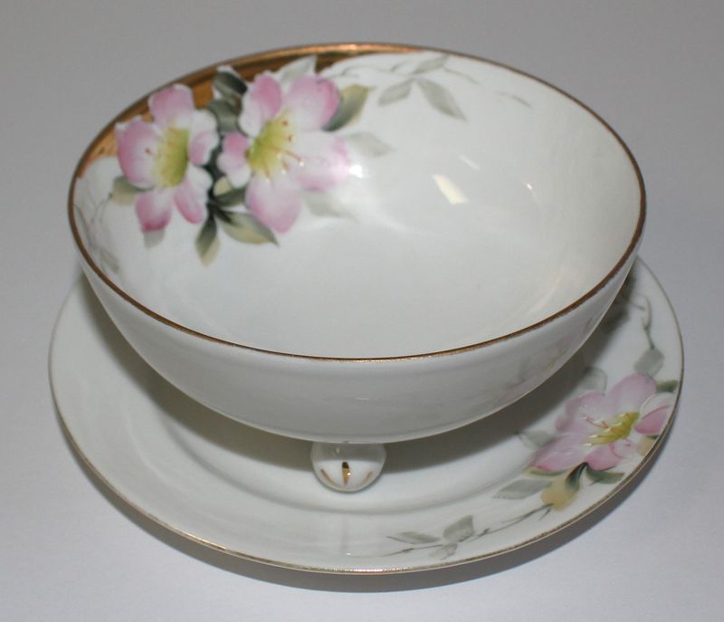 Noritake Azalea "NIPPON" Pink Floral 2-Piece Whipped Cream Bowl with Plate
