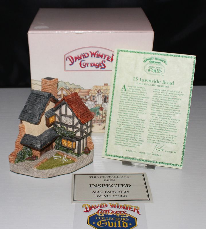 David Winter Cottage "15 Lawnside Road" 1994 Collectors Guild Scene in Box w/COA