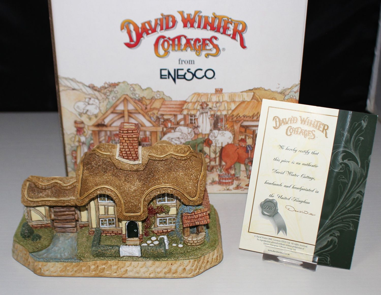David Winter SIGNED Cottage &quot;Fair-Well&quot; 2002 Main Collection in Box w/ COA