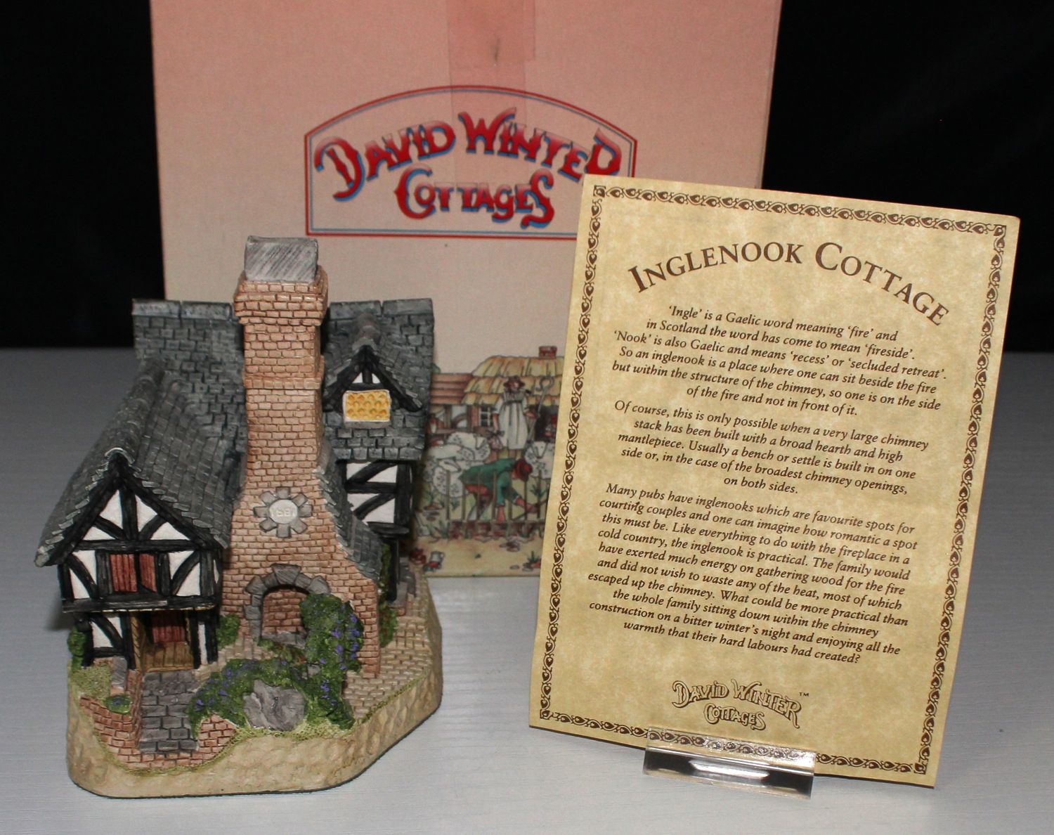 David Winter Cottage &quot;Inglenook&quot; 1991 Main Collection in Box with COA