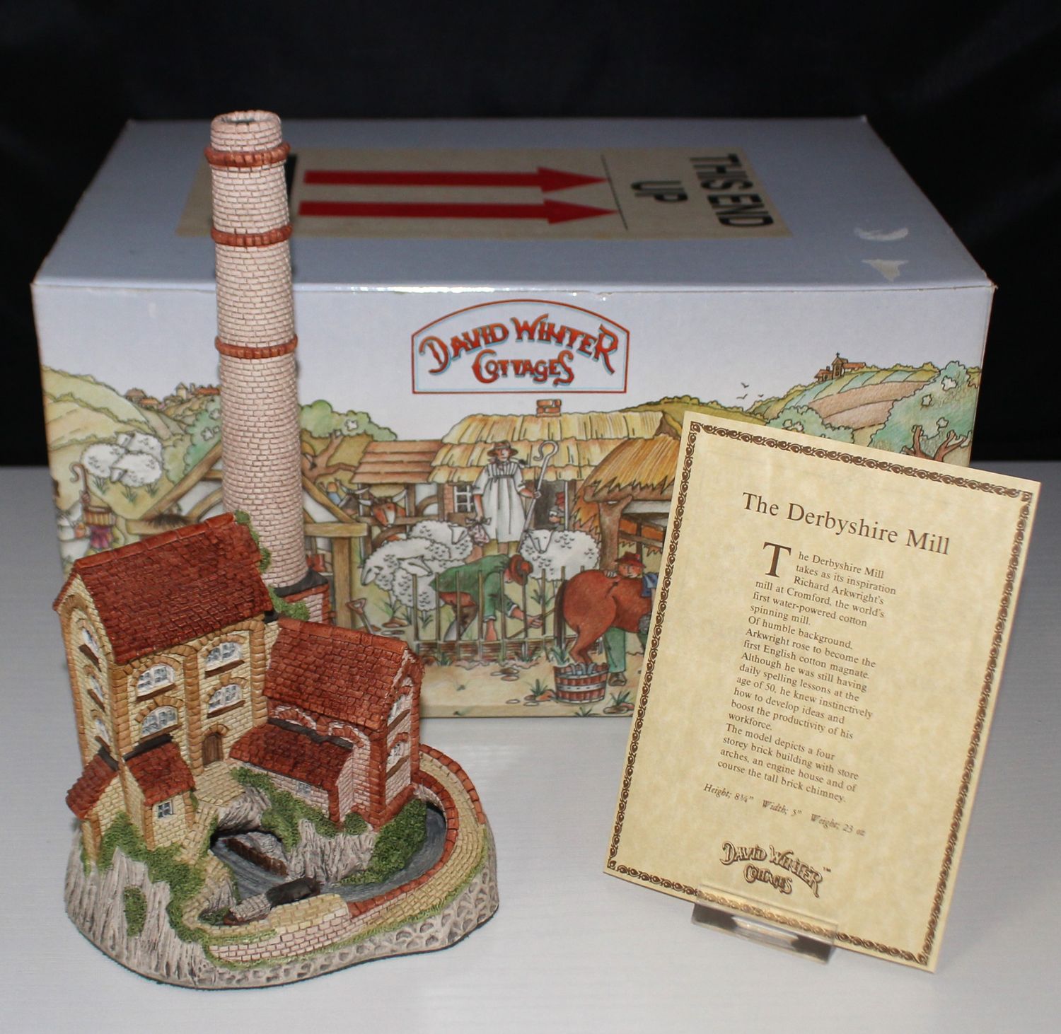 David Winter Cottage &quot;Derbyshire Mill&quot; 1987 Midlands Collection in Box with COA