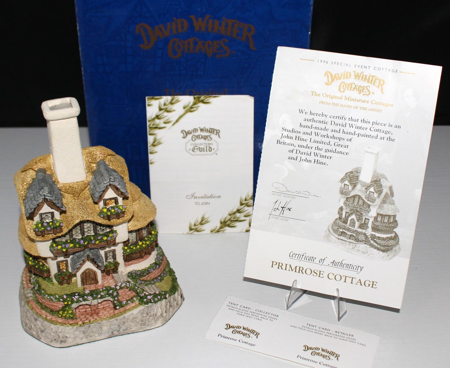 David Winter SIGNED &quot;Primrose Cottage&quot; 1995 Painting Event in Box with COA
