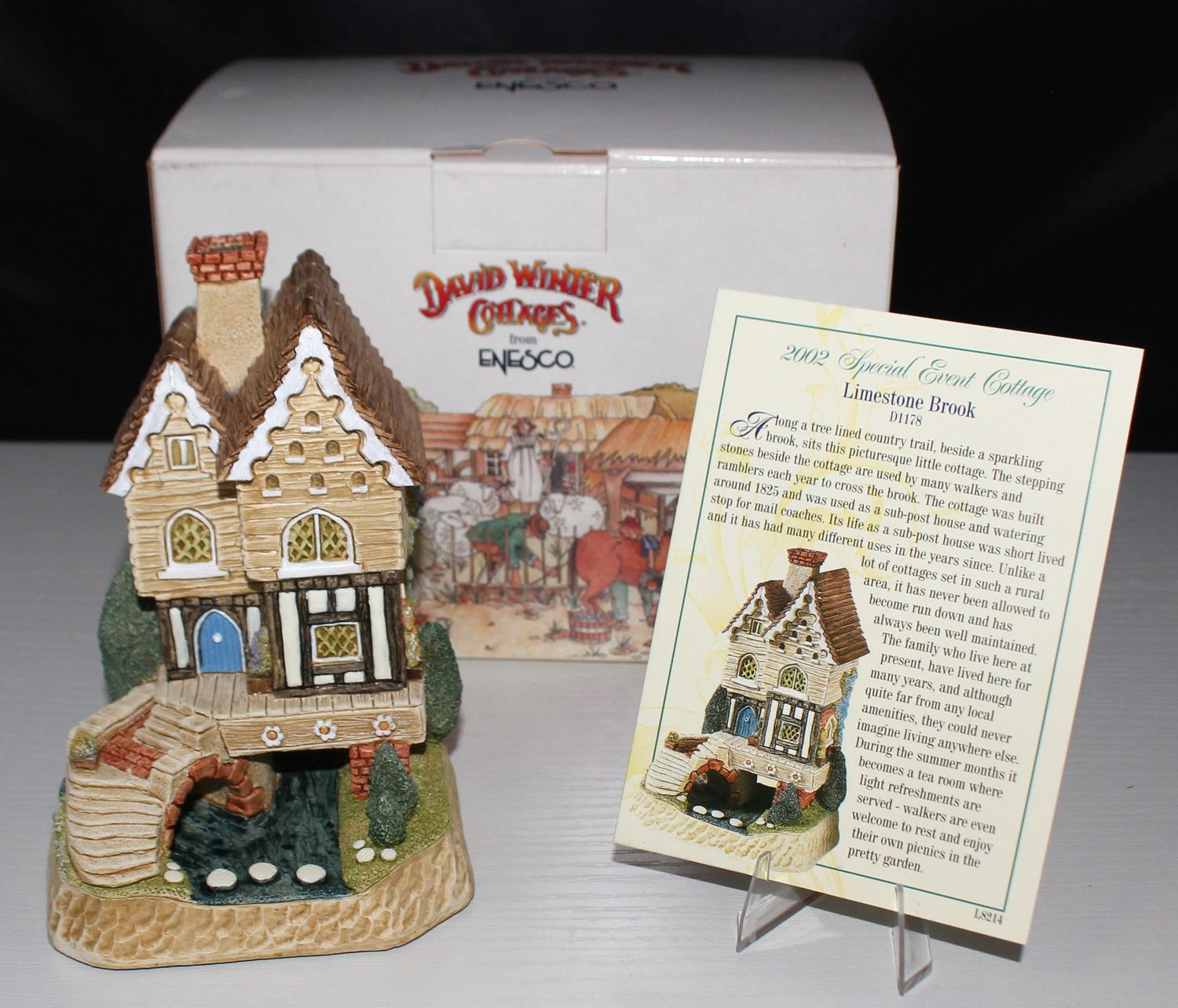 David Winter SIGNED Cottage&quot; Limestone Brook&quot; 2002 Special Event in Box w/ COA