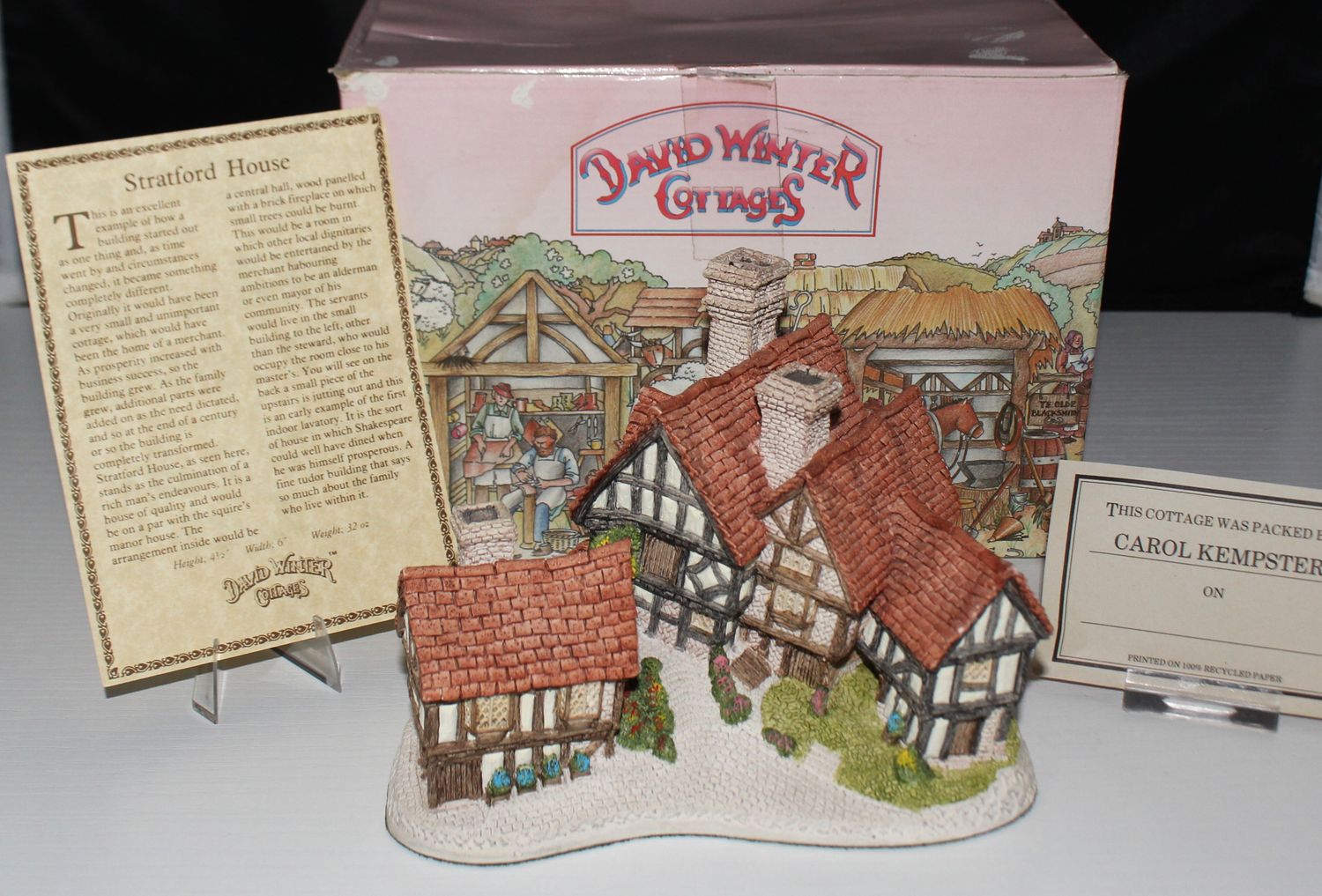 David Winter Cottage &quot;Stratford House&quot; 1981 Regions Collection in Box with COA