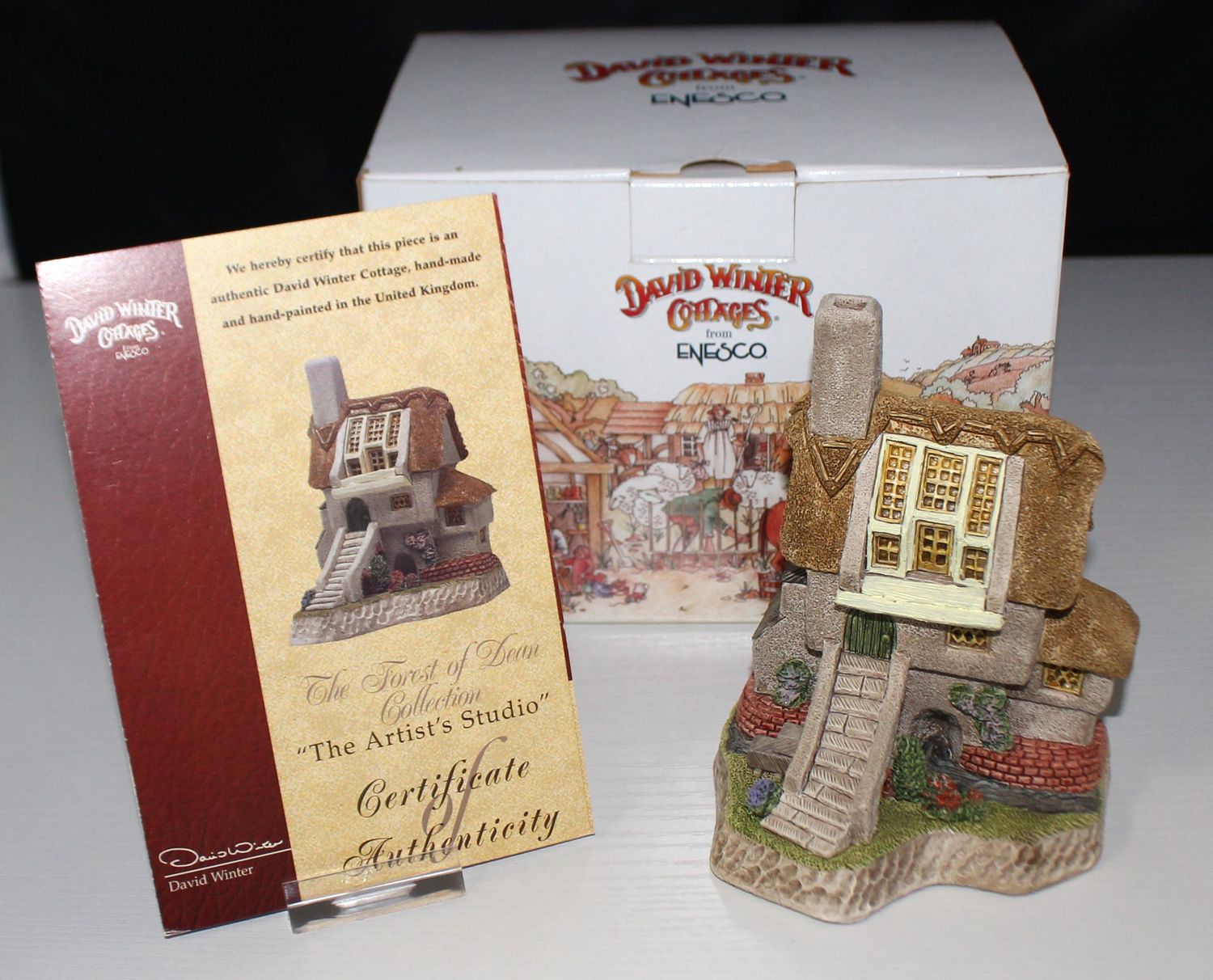 David Winter SIGNED &quot;The Artist&#39;s Studio&quot; 1997 Forest of Dean in Box with COA