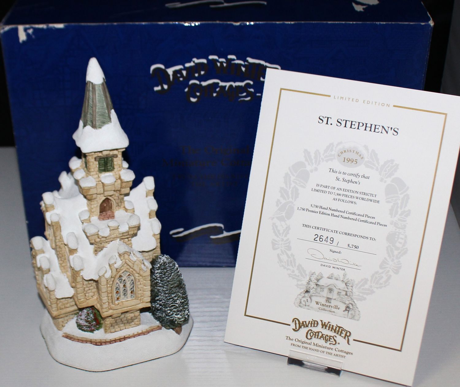 David Winter &quot;St. Stephen&#39;s&quot; 1995 Winterville Ltd. 2649/5750 in Box with COA