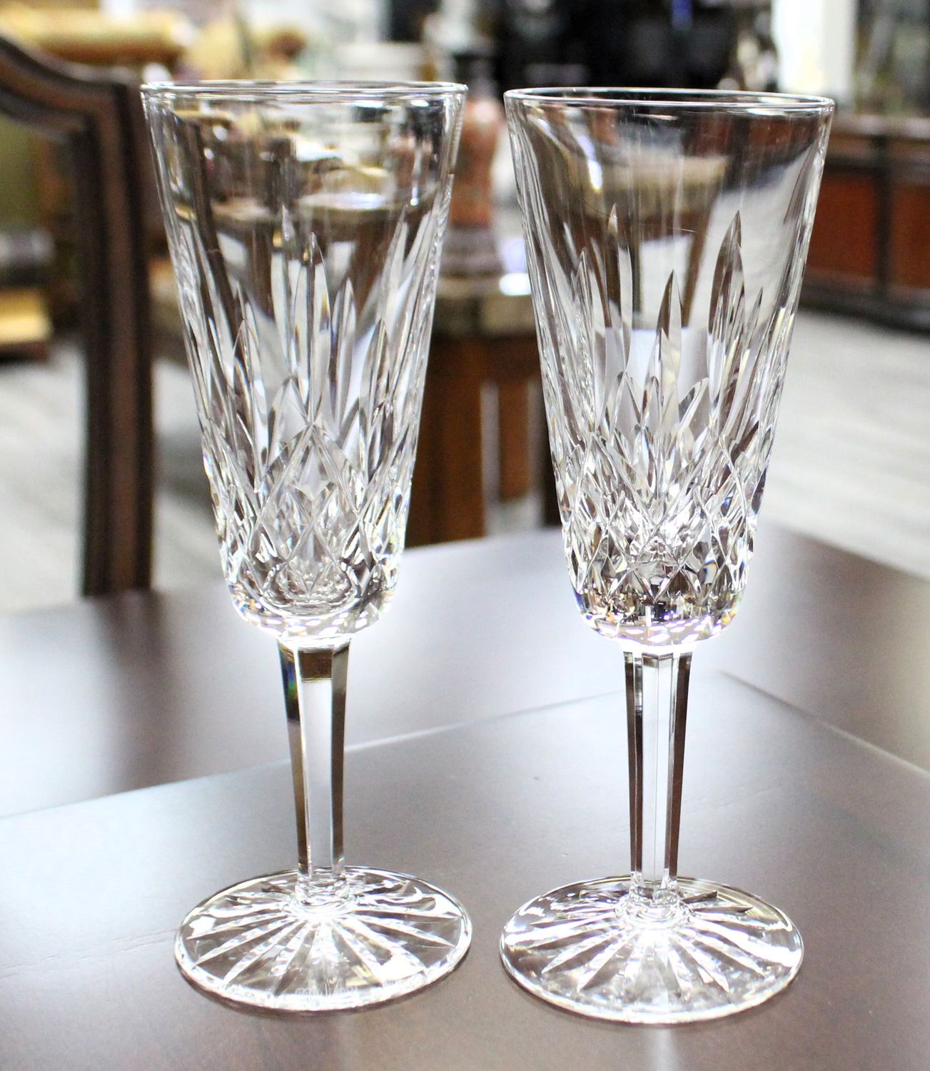 Set of 2 Waterford Lismore 7.25&quot;  Fluted Champagne Glasses, Multiple Available