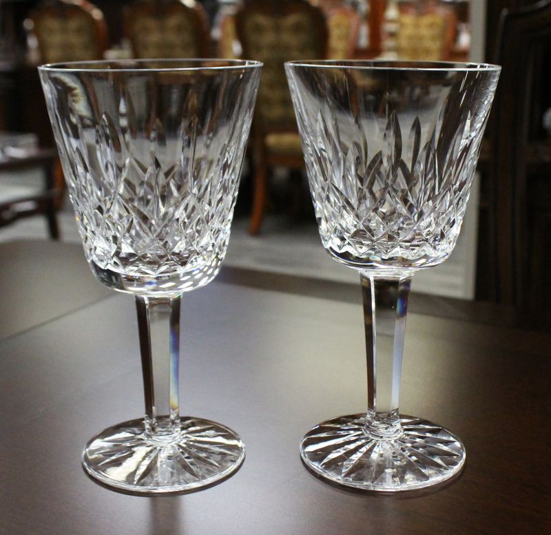 Set of 2 Waterford Lismore 5 7/8&quot;  Claret Wine Glass Goblets, Multiple Available