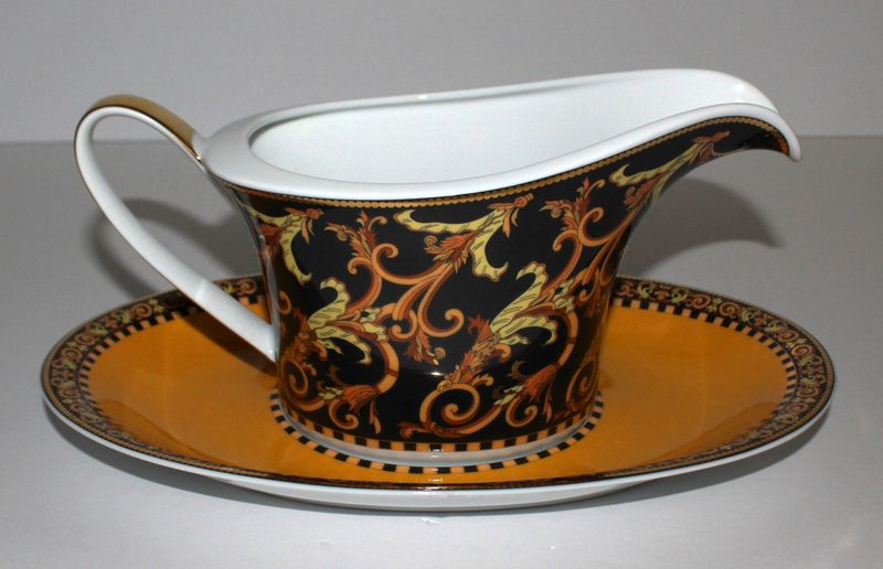 VERSACE by Rosenthal &quot;Barocco&quot; 2-Piece Open Gravy Sauce Boat &amp; Underplate, NEW