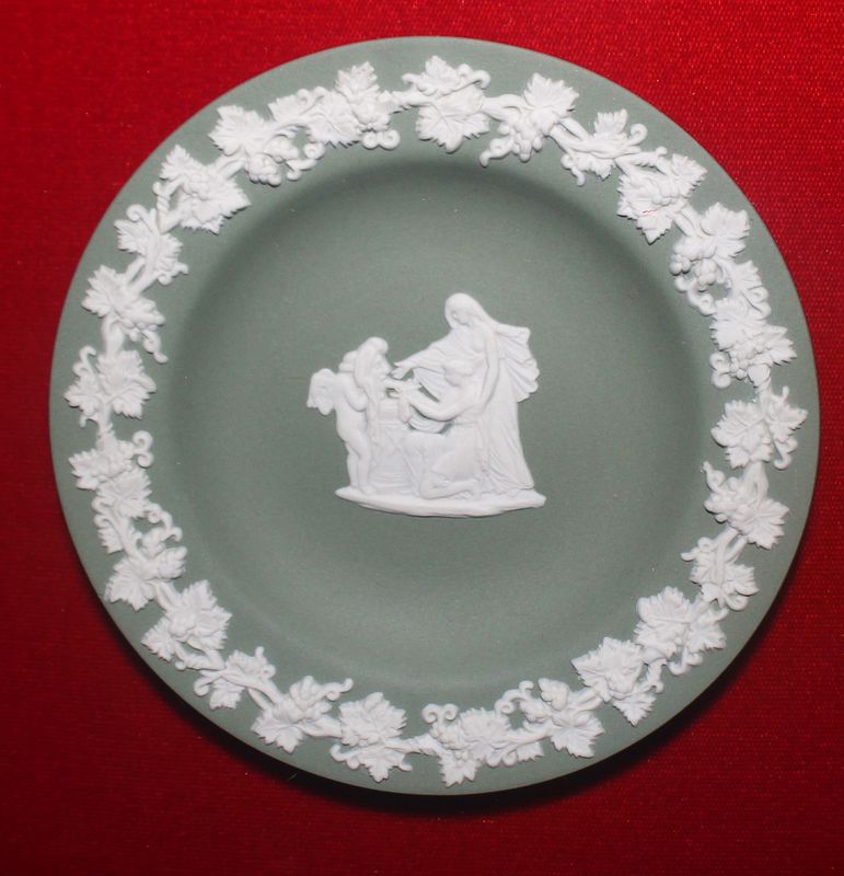 Set of 4 Wedgwood Framed Jasperware Black, Green, Portland &amp; Pale Blue Plates
