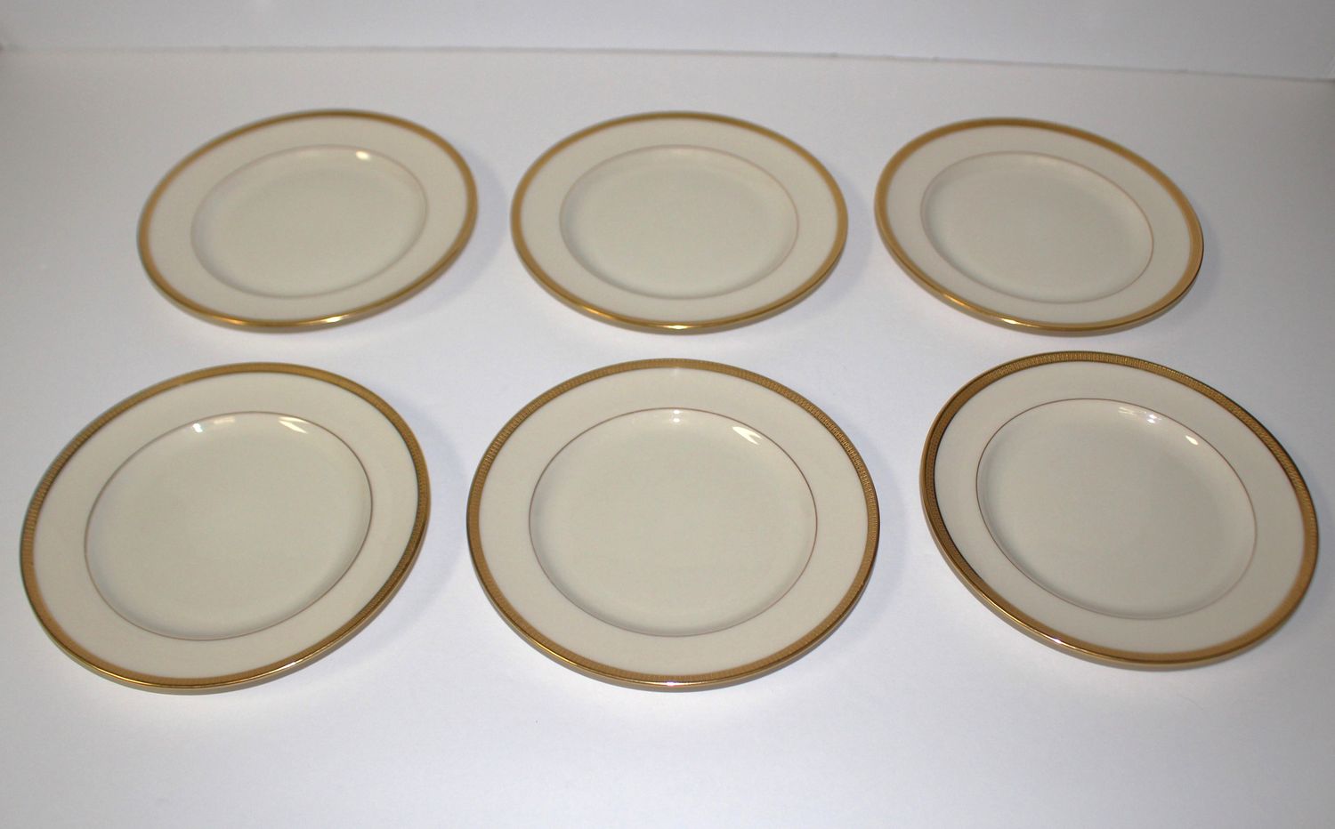 Set of 6 Lenox Tuxedo 6 1/8&quot; Bread or Dessert Plates with Gold Encrusted Rims