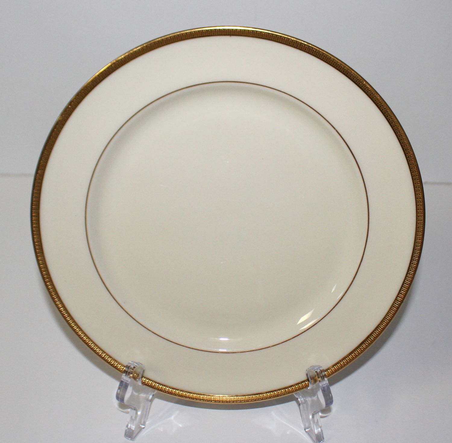 Lenox Tuxedo 8 1/8&quot; Salad Plate with Gold Encrusted Rim, Green Backstamp