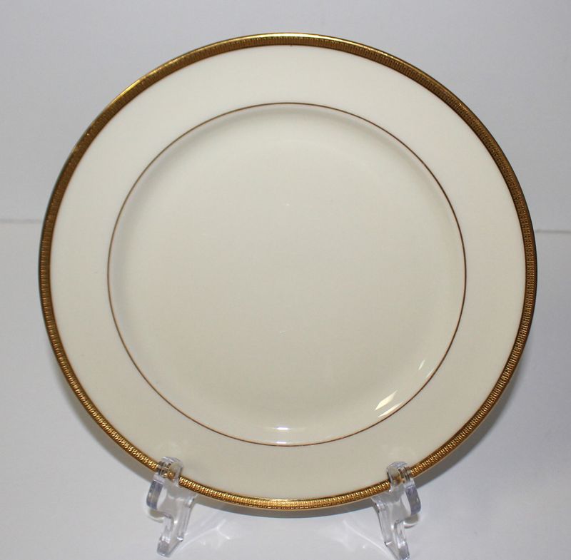 Lenox Tuxedo 8 1/8&quot; Salad Plate with Gold Encrusted Rim, Green Backstamp
