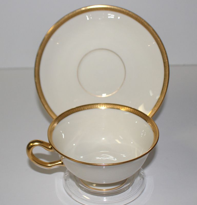 Lenox Tuxedo Gold Encrusted 2-Piece Footed Cup &amp; Saucer Set - Multiple Available
