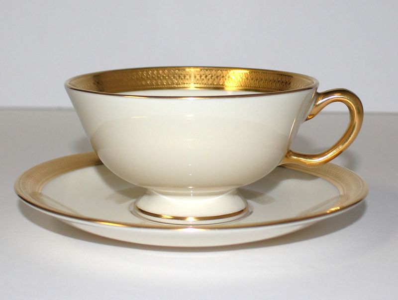 Lenox Lowell Footed Cup &amp; Saucer Set, Gold Backstamp - Multiple Sets Available
